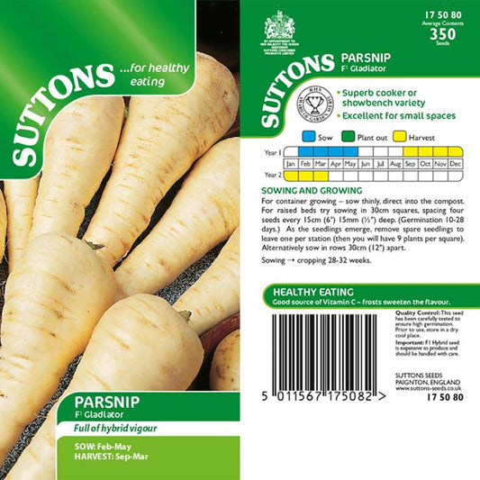 Suttons Parsnip Gladiator F1 Seeds