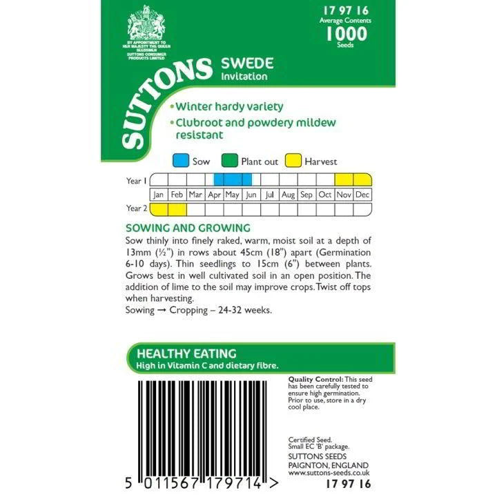 Suttons Swede Invitation Seeds