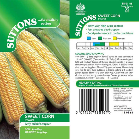 Suttons Sweetcorn Swift F1 Seeds