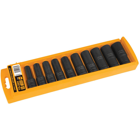 Tolsen 18296 10 Piece 1/2" DR Deep Impact Socket Set