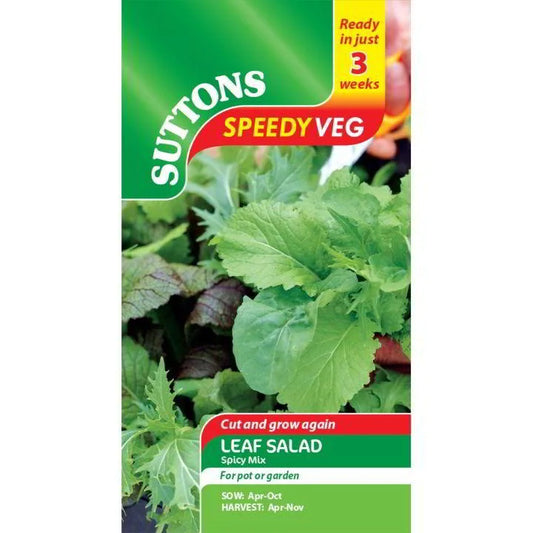 Suttons Speedy Veg Leaf Salad Spicy Mix Seeds