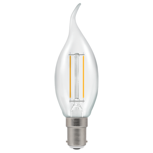 Crompton Dimmable LED SBC 40W Clear Bent Tip Candle Warm White Bulb