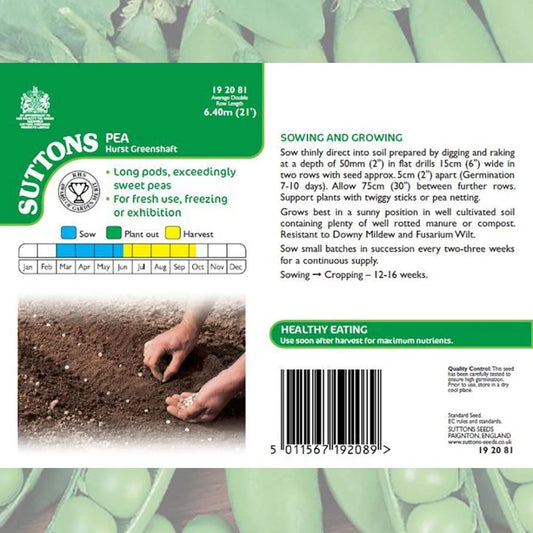 Suttons Pea Hurst Green Shaft Seeds