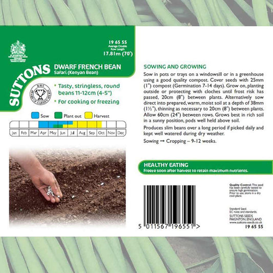 Suttons Dwarf French Bean Safari Seeds