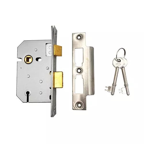 Union 2277 3 Lever Mortice Lock Chrome 2.5"