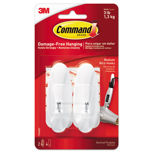 Command Medium White Wire Hooks 2 Pack