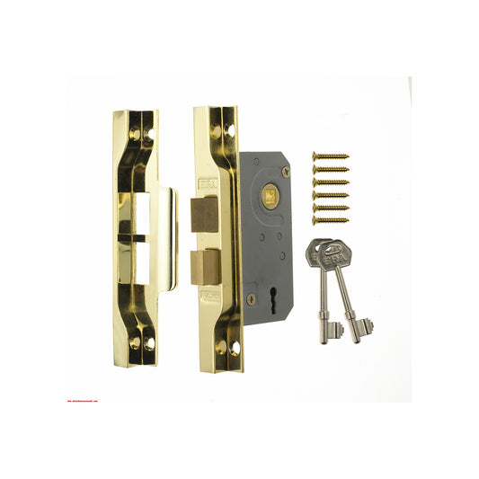 Era 387-37 Rebated 2 Lever Door Lock Brass 3"
