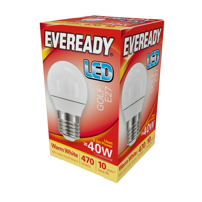 Eveready LED ES 40W Golfball Warm White Bulb