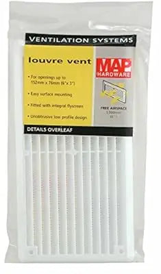 MAP White Louvre Vent 6 x 3"