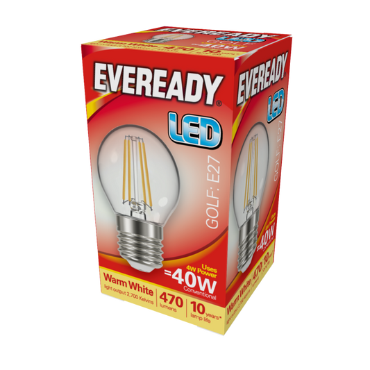 Eveready LED ES Clear 40W Golfball Warm White Bulb