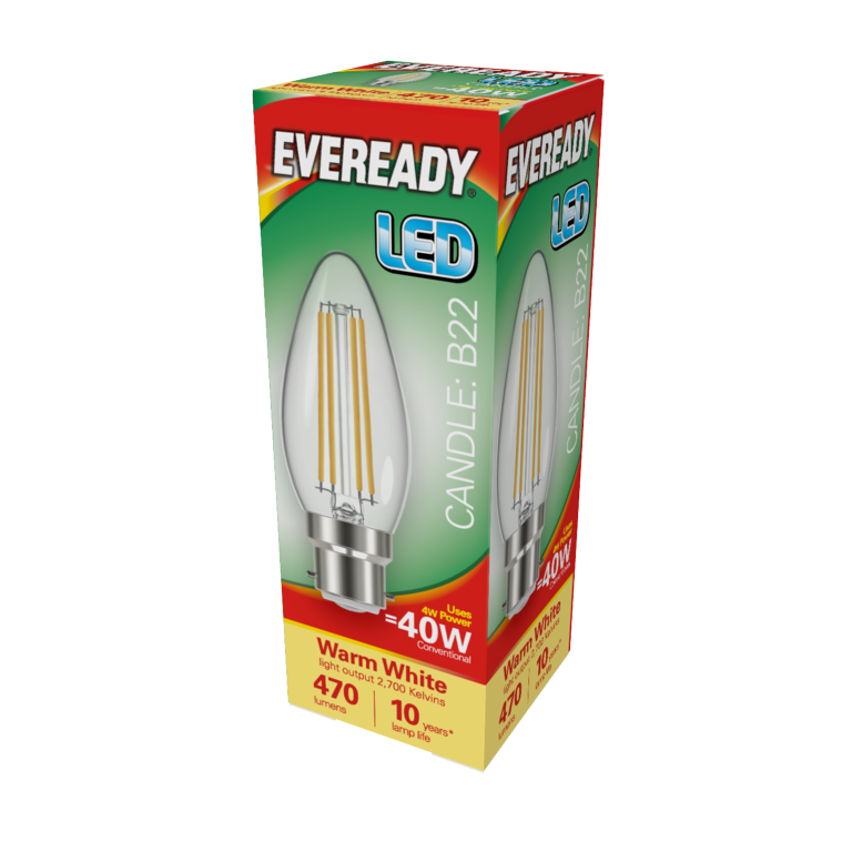 Eveready LED BC Clear 40W Candle Warm White Bulb
