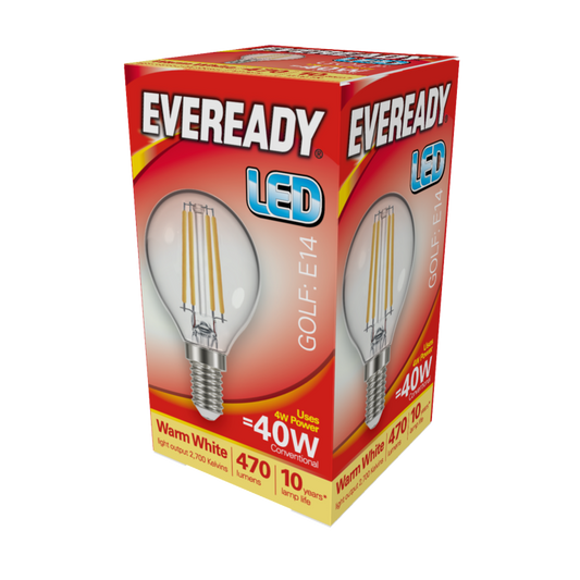 Eveready LED SES Clear 40W Golfball Warm White Bulb
