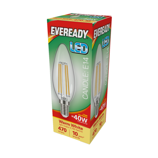 Eveready LED SES Clear 40W Candle Warm White Bulb