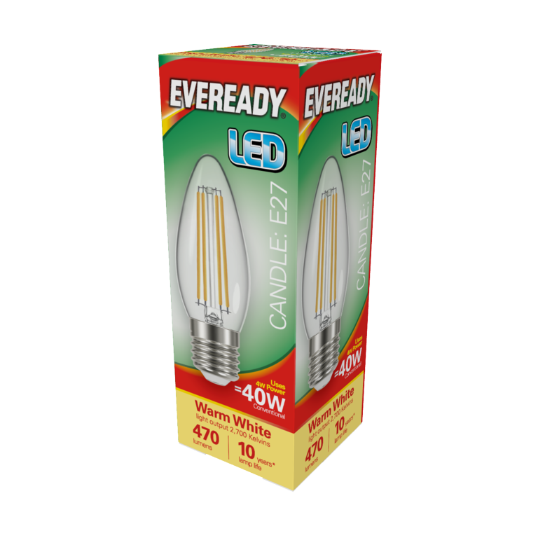 Eveready LED ES Clear 40W Candle Warm White Bulb