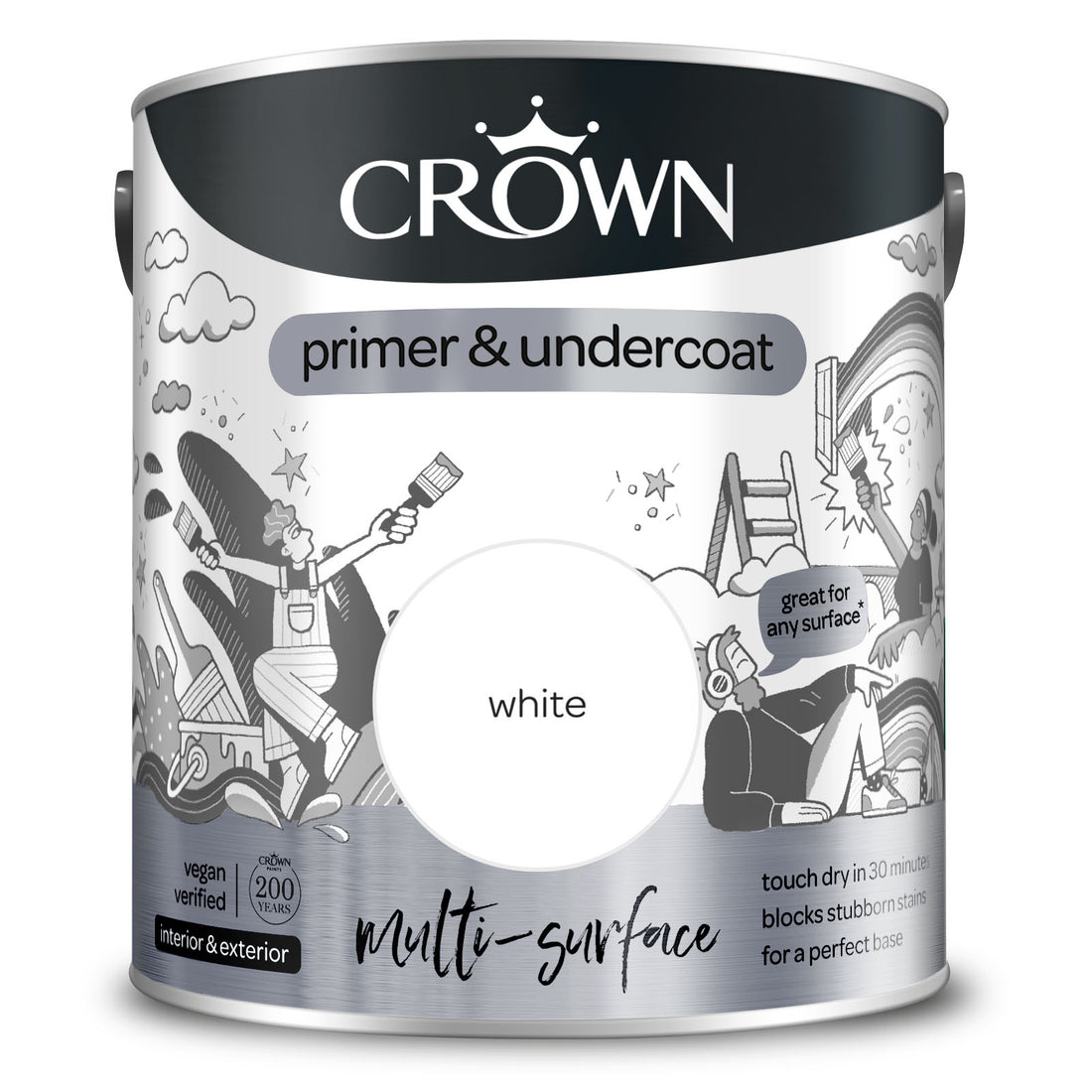 Crown Quick Dry MultiSurface Primer & Undercoat White Jim's DIY