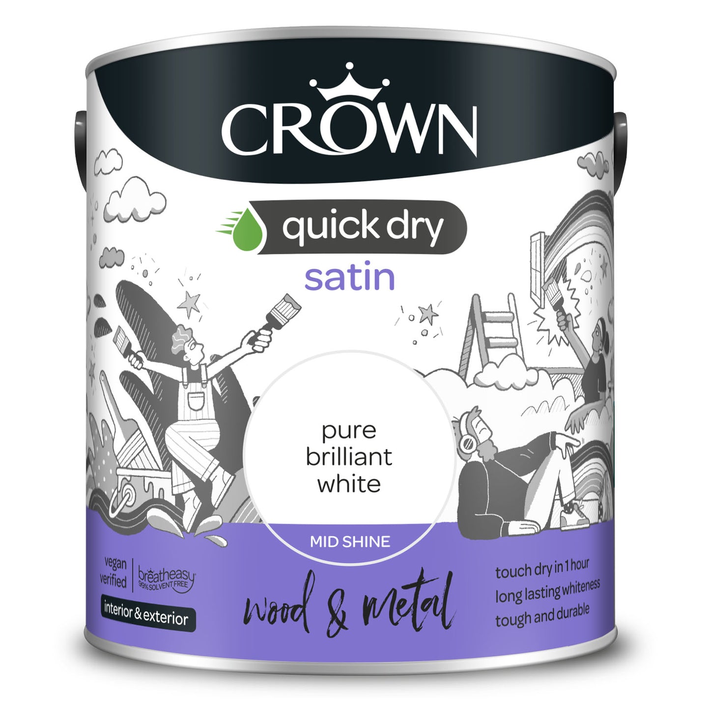 Crown Quick Dry Satin Brilliant White
