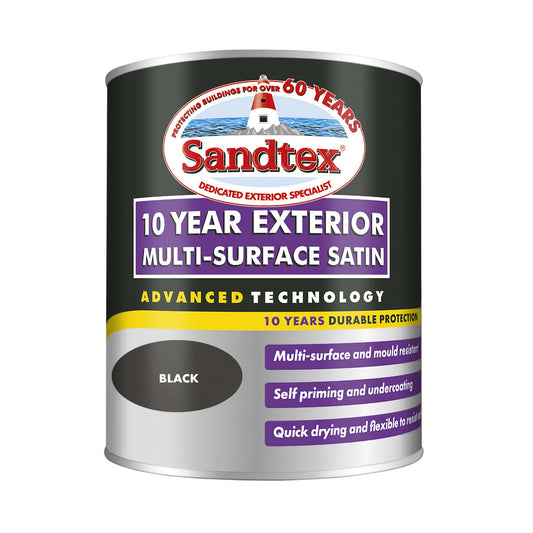 Sandtex 10 Year Multi Surface Satin Paint Black