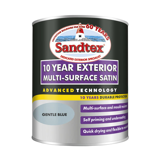 Sandtex 10 Year Multi Surface Satin Paint Gentle Blue 750ml