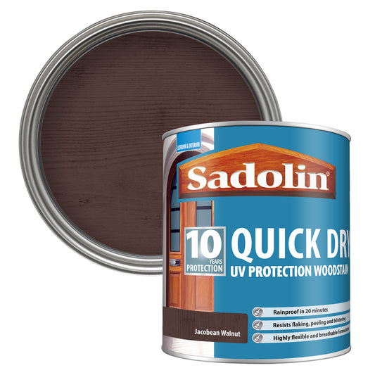 Sadolin 10 Year Quick Dry UV Protection Woodstain Jacobean Walnut