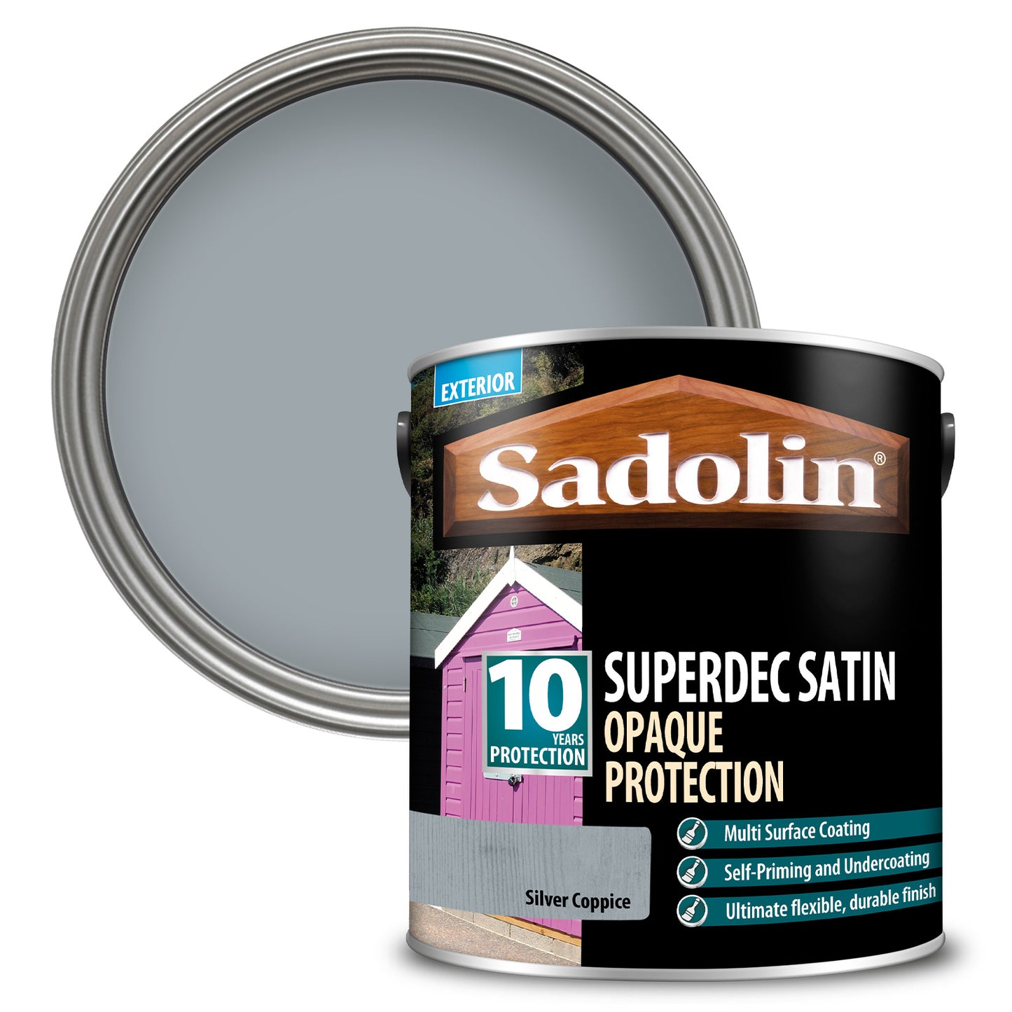 Sadolin Superdec Satin Opaque Wood Protection Silver Coppice 2.5L