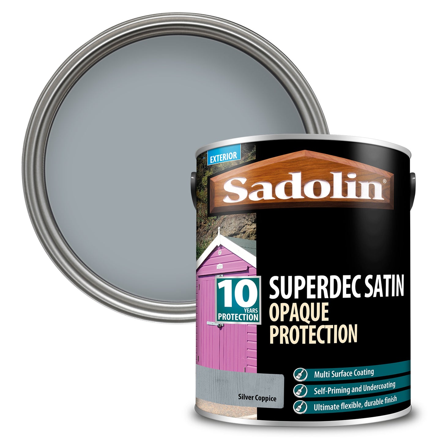 Sadolin Superdec Satin Opaque Wood Protection Silver Coppice 5L
