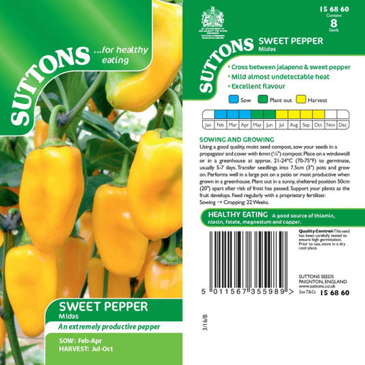 Suttons Sweet Pepper Midas Seeds