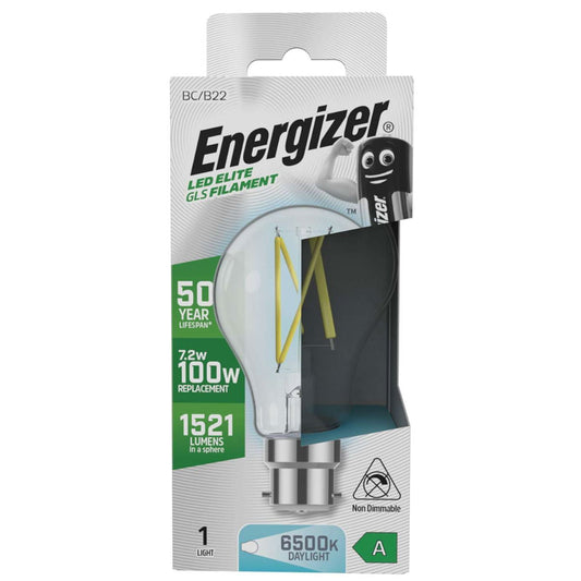 Energizer A Rated LED Clear Filament BC 100W Daylight Bulb