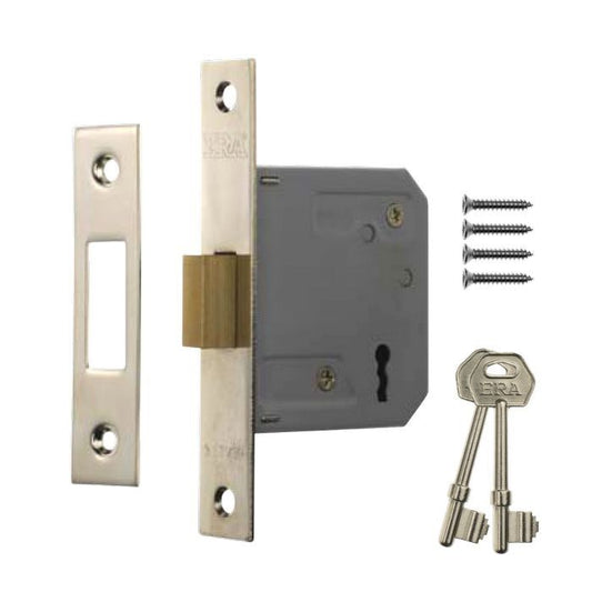 Era 572-32 Chrome 3 Lever Deadbolt Mortice Door Lock 3"