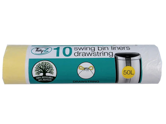 Tidyz Drawstring 50L Swing Bin Liners 10 Pack