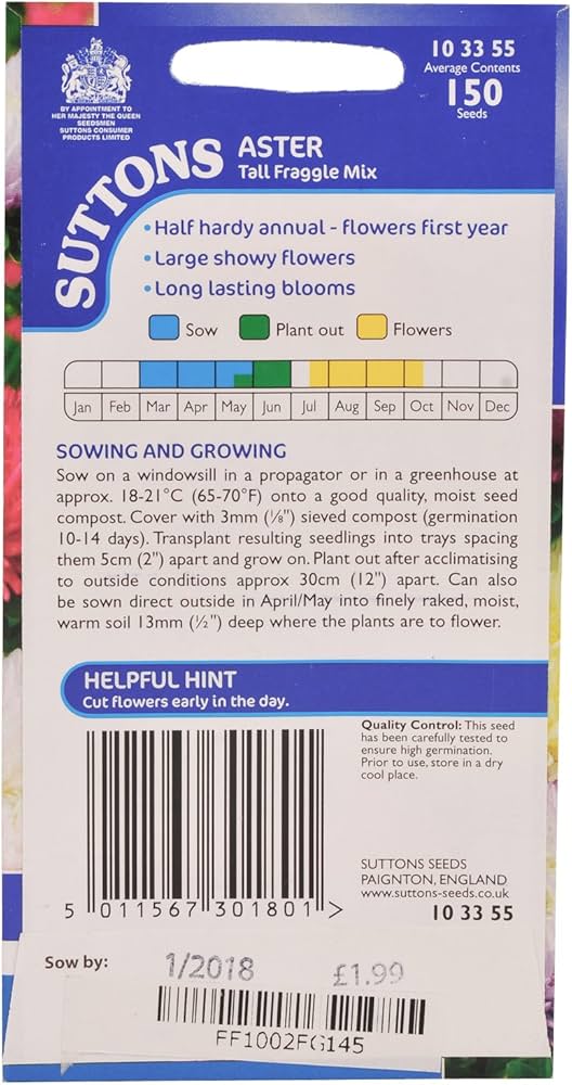 Suttons Aster Tall Fraggle Mix Seeds