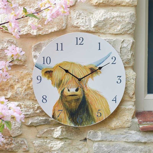 Smart Garden Outside In 12" Highland Cow Wall Clock