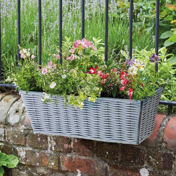 Smart Garden 19" Slate Faux Rattan Planter