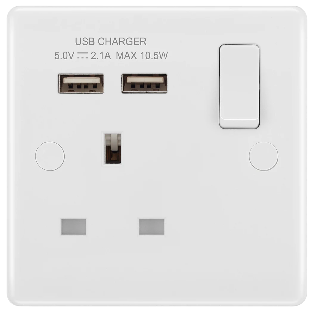 BG Single Socket with 2 USB Ports