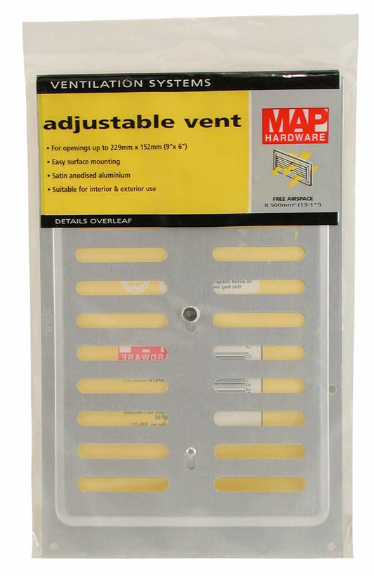 MAP Silver Adjustable Vent 9 x 6"