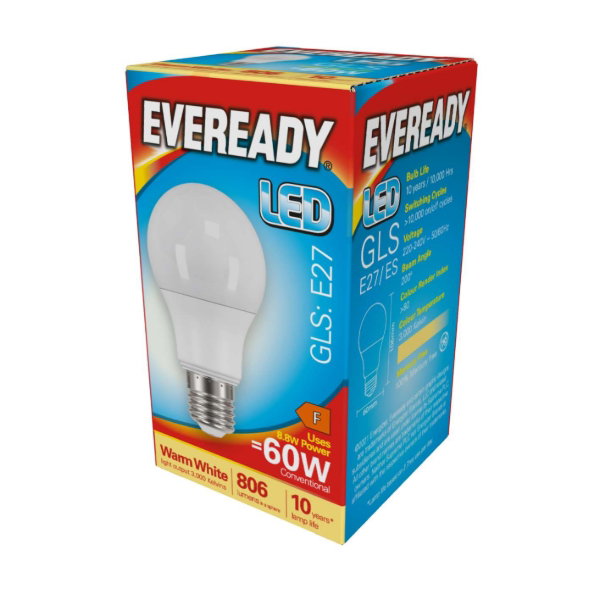Eveready LED ES 60W Warm White GLS Bulb