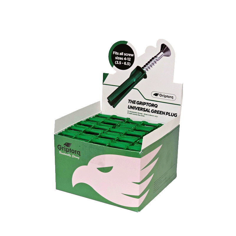 Griptorq Universal Green Wall Plugs Box of 1000