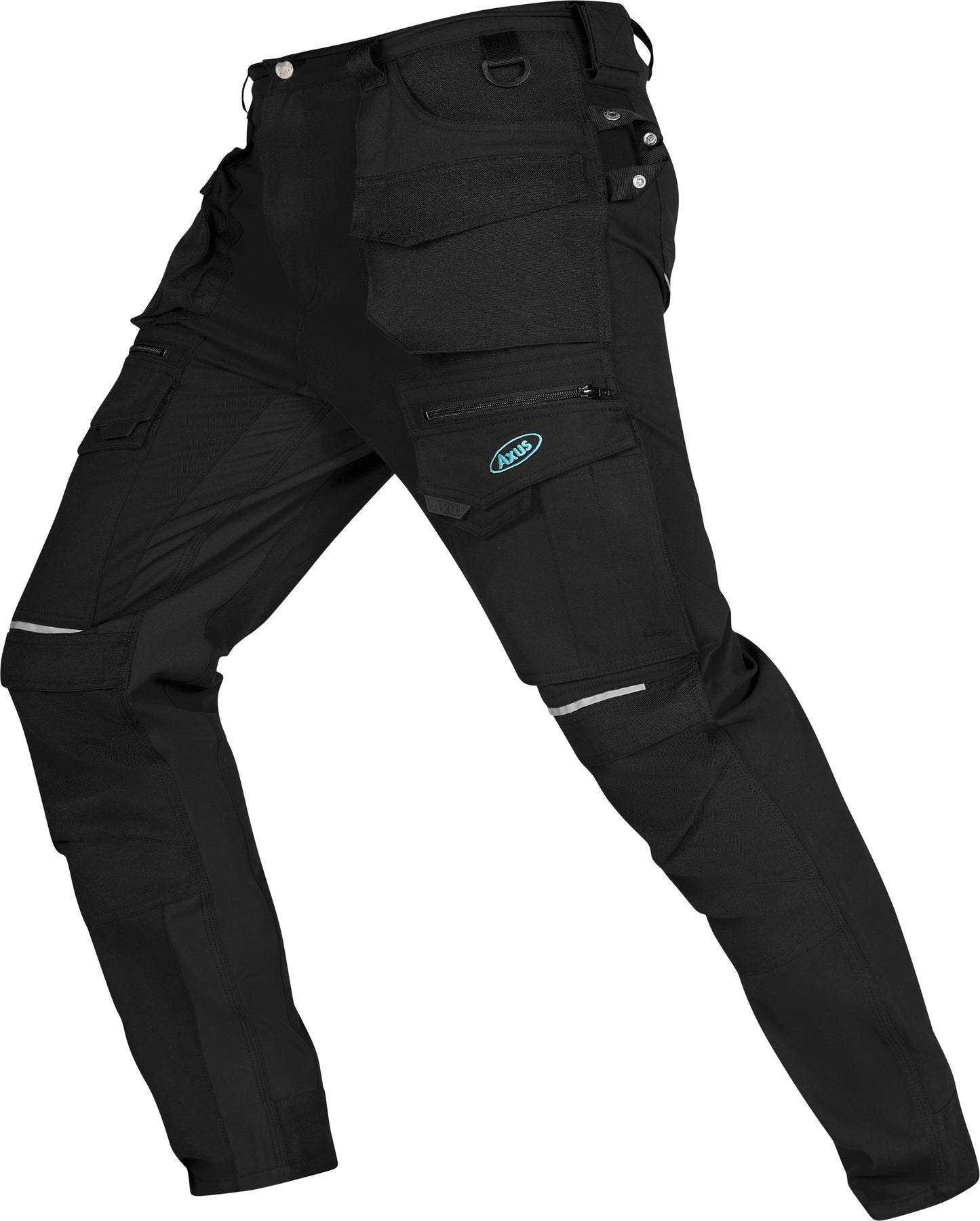 Axus Decor Flex Tex Tapered Mens Black Work Trousers 40" Waist Regular Leg