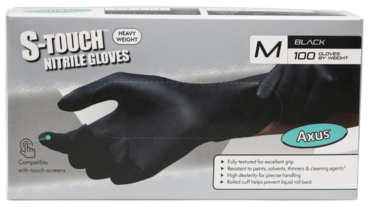 Axus Decor S Touch Black Nitrile Gloves Medium Box of 100