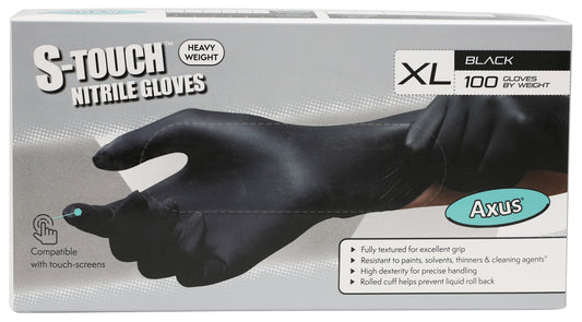 Axus Decor S Touch Black Nitrile Gloves Extra Large Box of 100