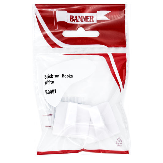 Banner Stick On White Popular Square Hooks 2 Pack