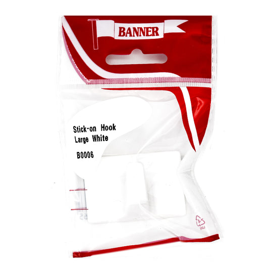 Banner Large White Square Stick On Hook
