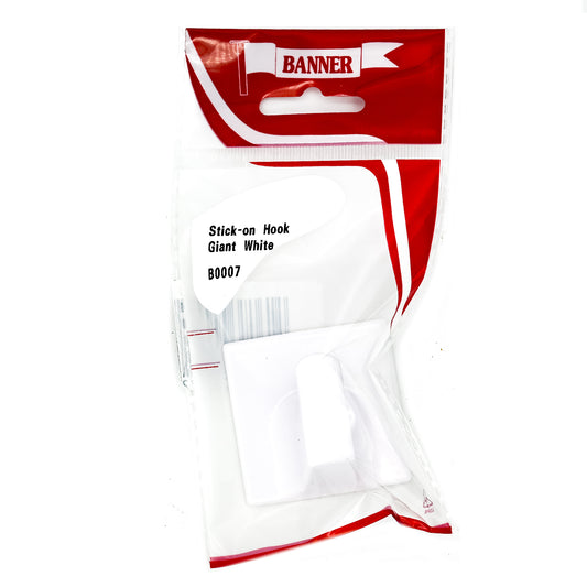 Banner Giant White Square Stick On Hook