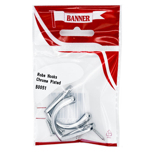Banner Chrome Robe Hooks 2 Pack