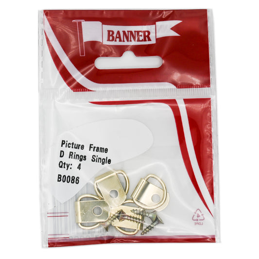 Banner Picture Frame Single D Rings 4 Pack