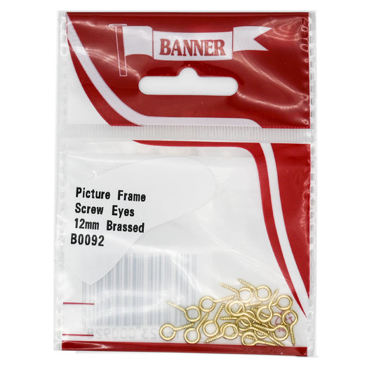 Banner Picture Frame Brass Screw Eyes 12mm 20 Pack