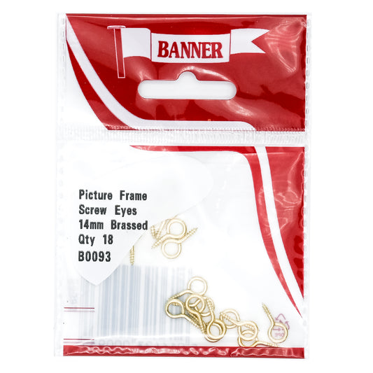 Banner Picture Frame Brass Screw Eyes 14mm 18 Pack