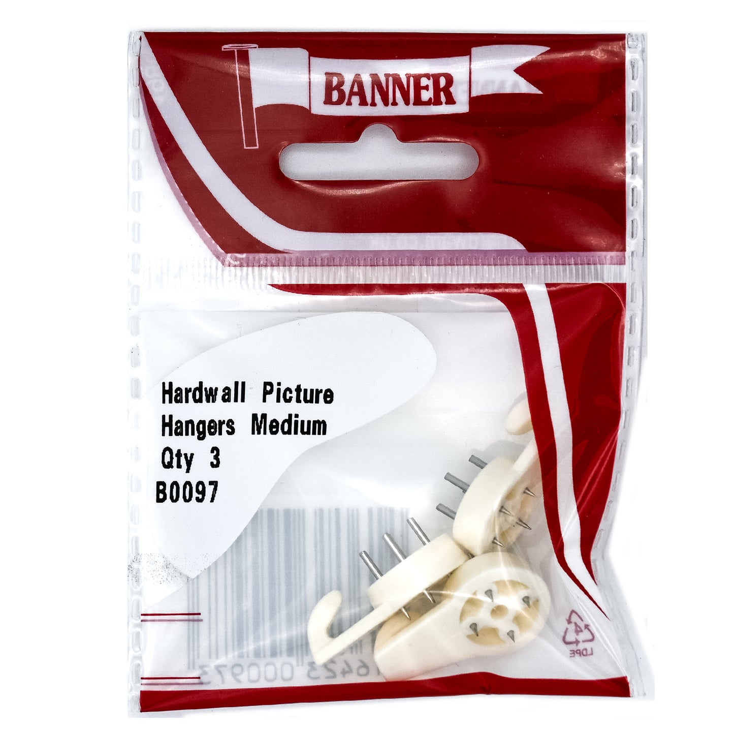 Banner Hardwall Medium Picture Hooks 3 Pack