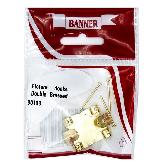 Banner Double Brass Picture Hooks 2 Pack