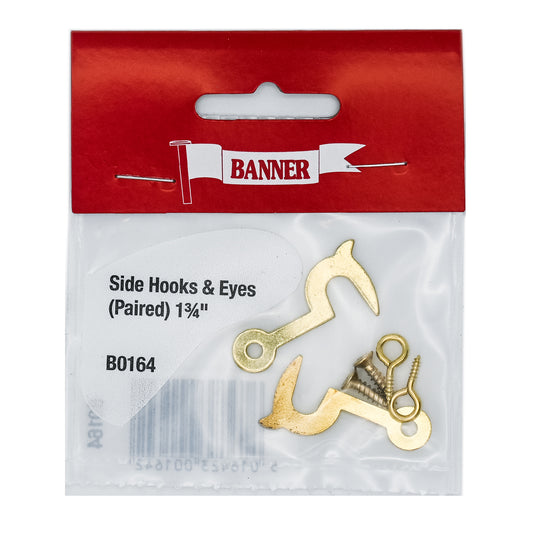 Banner Brass Paired Side Hooks & Eyes 1 1/4" 2 Pack