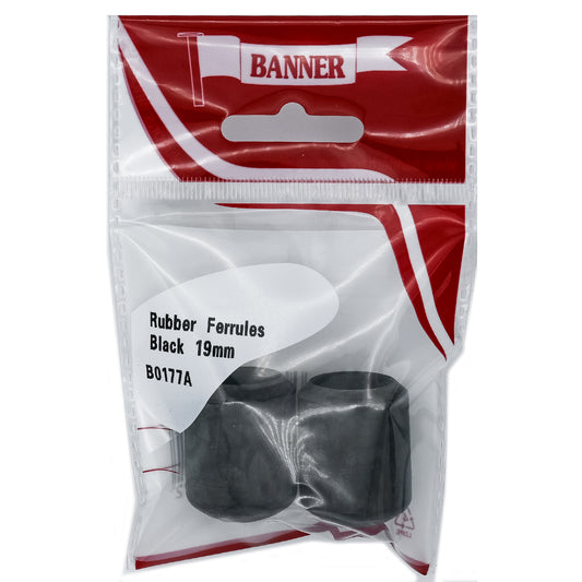 Banner B0177A 19mm Black Rubber Ferrules 2 Pack